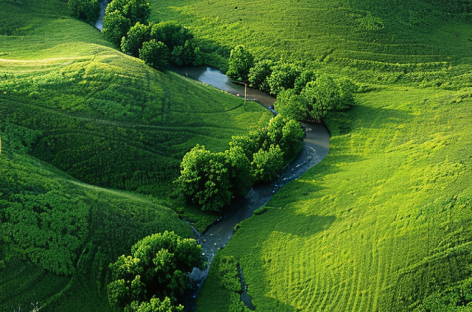 Aerial view of the Shiloshi landscape